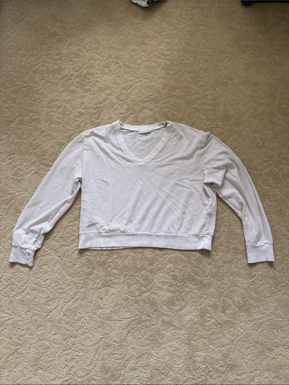 Michael Stars Cream V-Neck Perforated Top